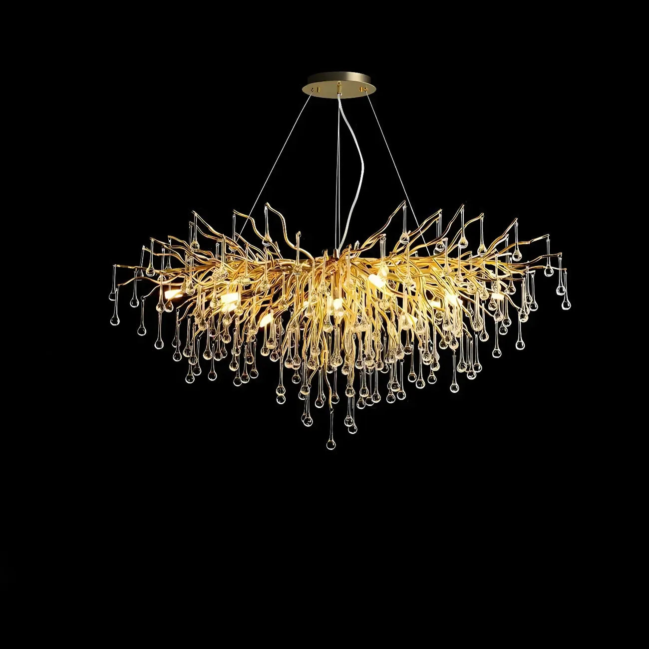 Suspension îlot de cuisine luxueuse en cristal doré pour cuisine