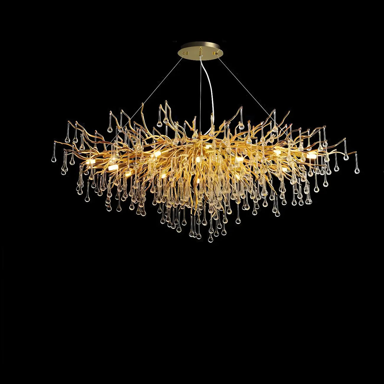 Suspension îlot de cuisine luxueuse en cristal doré pour cuisine