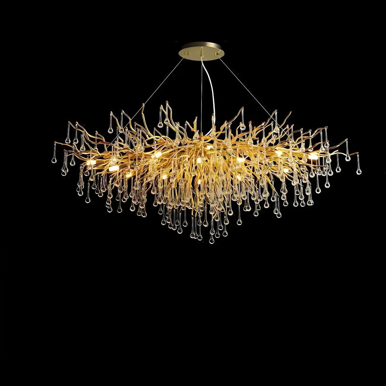 Suspension îlot de cuisine luxueuse en cristal doré pour cuisine