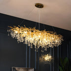 Suspension îlot de cuisine luxueuse en cristal doré pour cuisine
