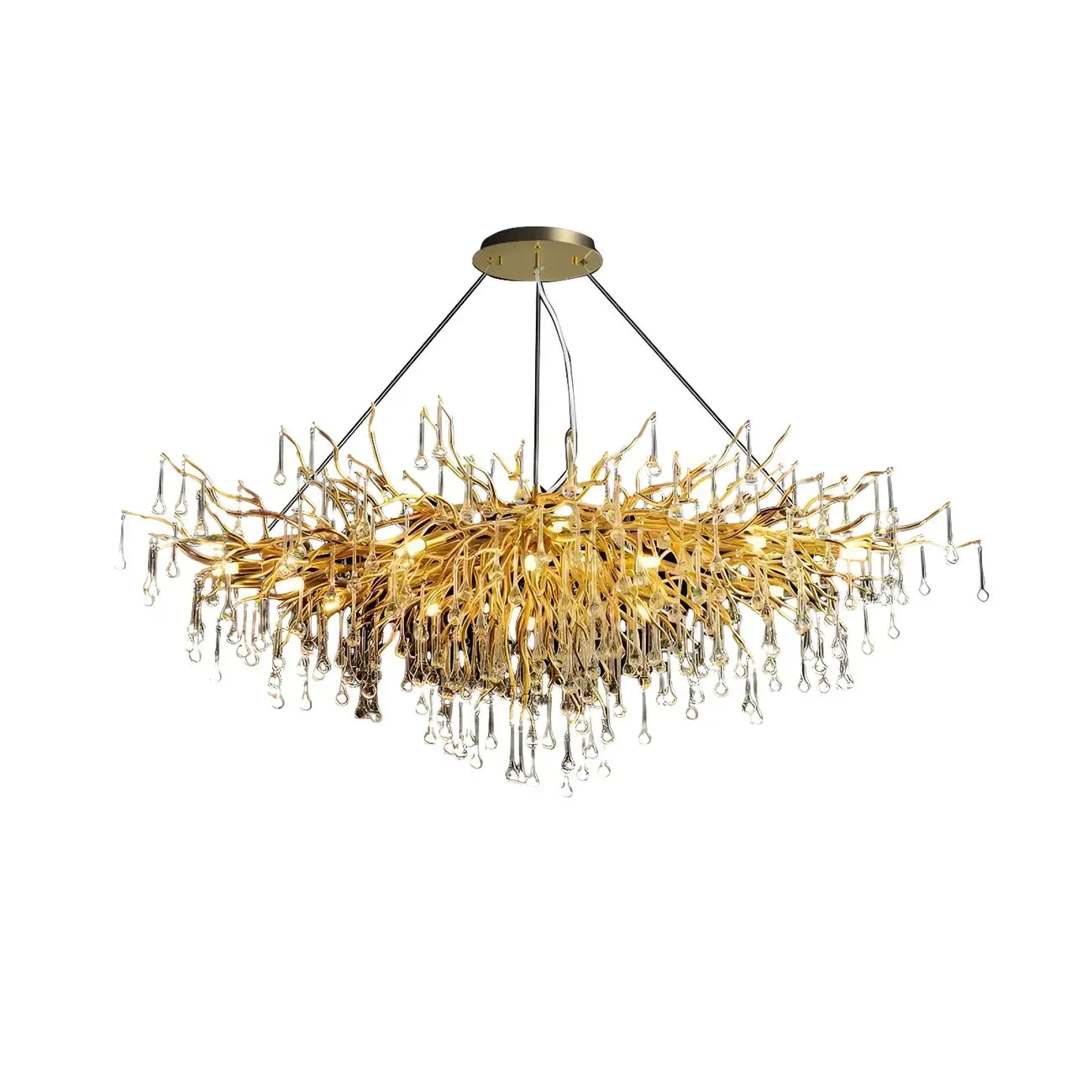 Suspension îlot de cuisine luxueuse en cristal doré pour cuisine