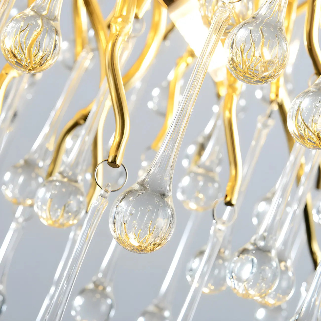 Suspension îlot de cuisine luxueuse en cristal doré pour cuisine