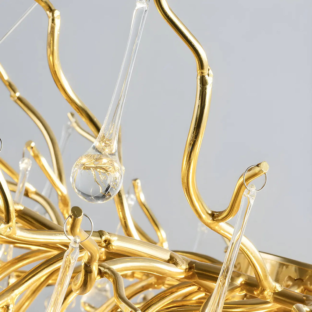 Suspension îlot de cuisine luxueuse en cristal doré pour cuisine