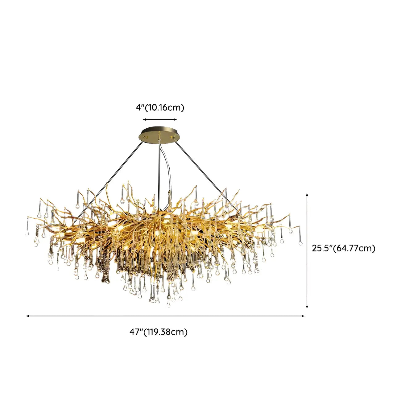 Suspension îlot de cuisine luxueuse en cristal doré pour cuisine