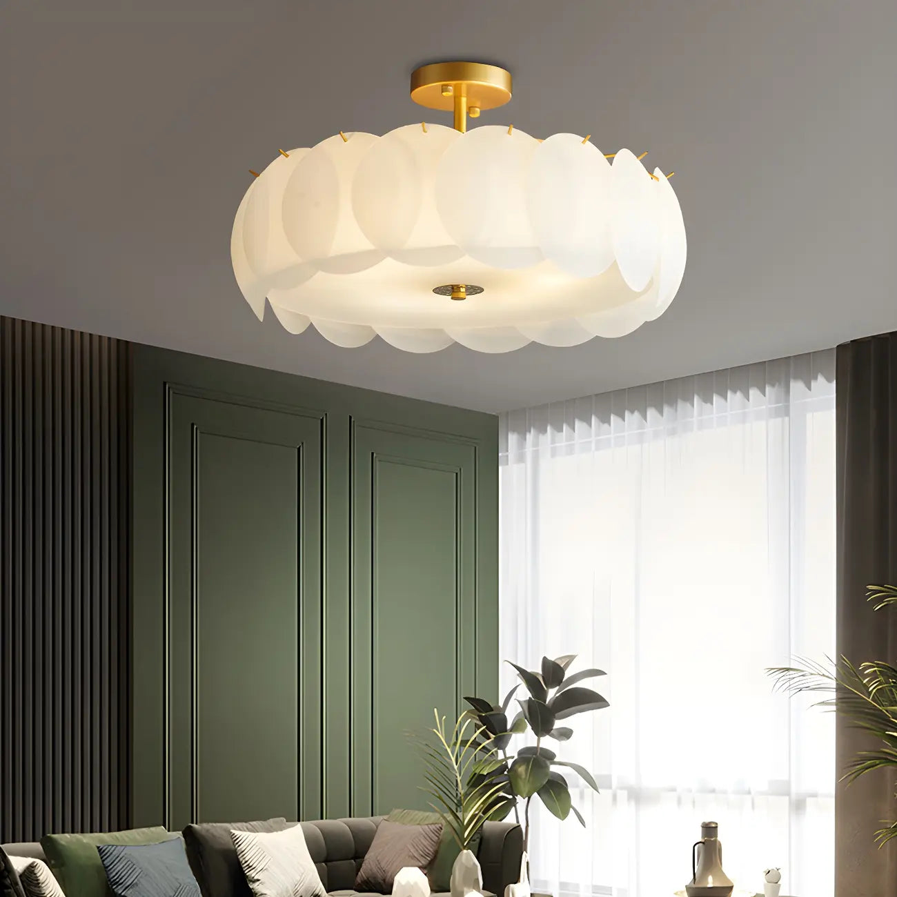 Plafonnier semi-encastré moderne à LED 4/5 lumières pour chambre à coucher