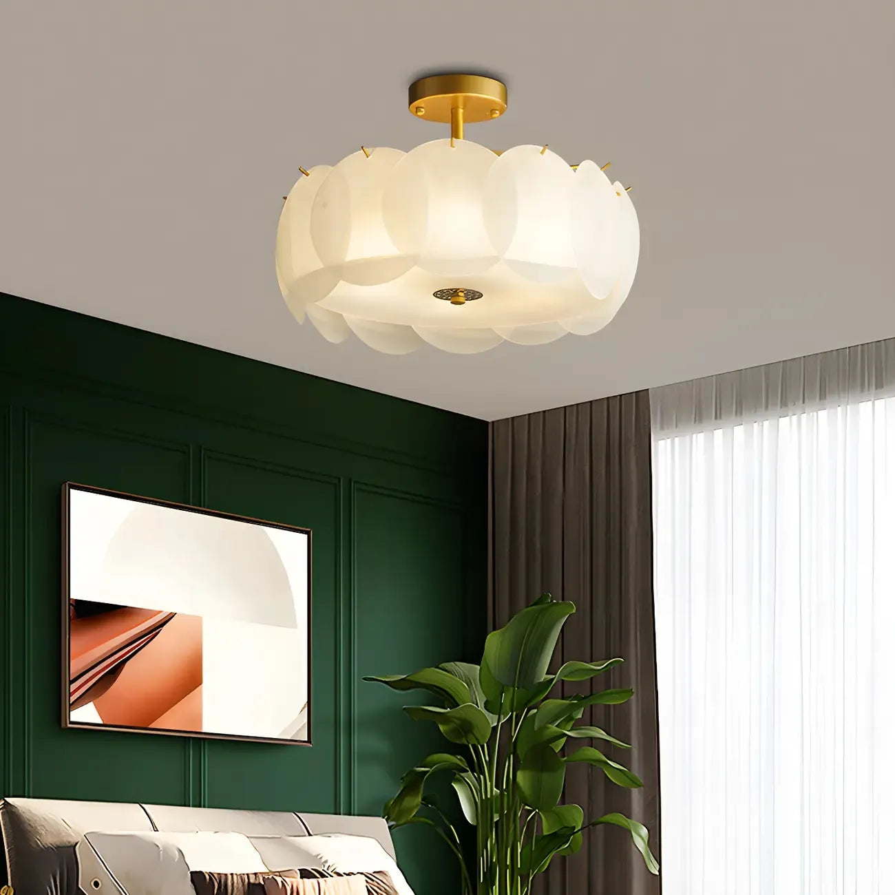 Plafonnier semi-encastré moderne à LED 4/5 lumières pour chambre à coucher