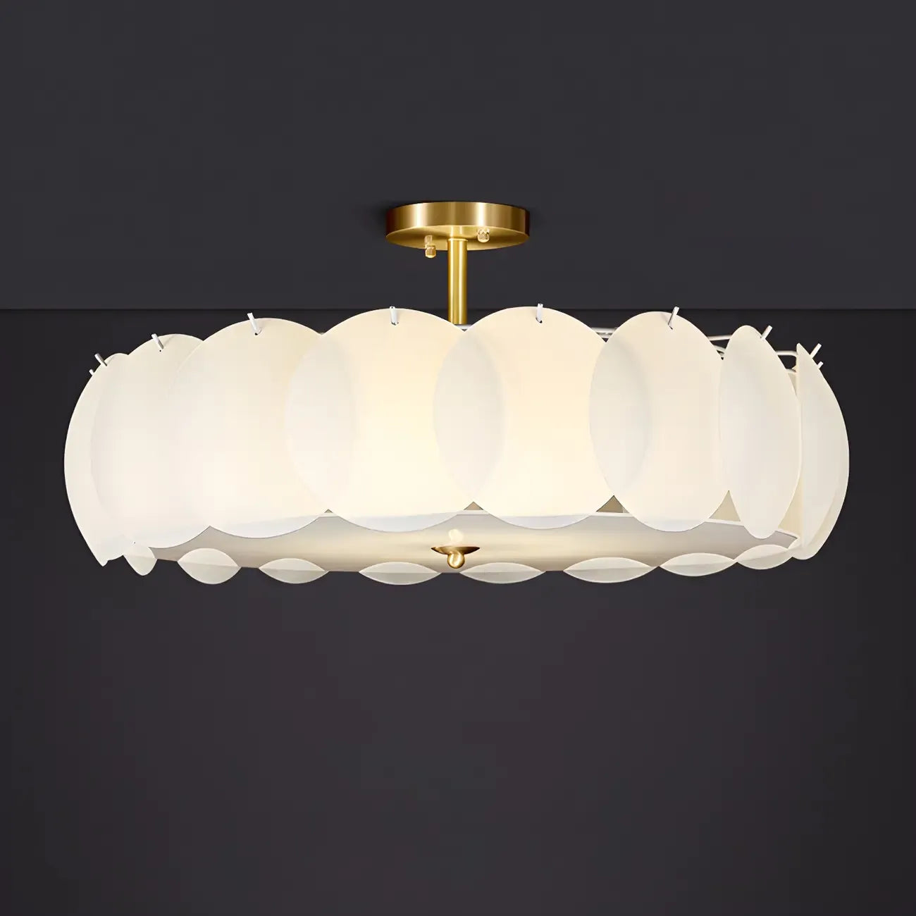 Plafonnier semi-encastré moderne à LED 4/5 lumières pour chambre à coucher