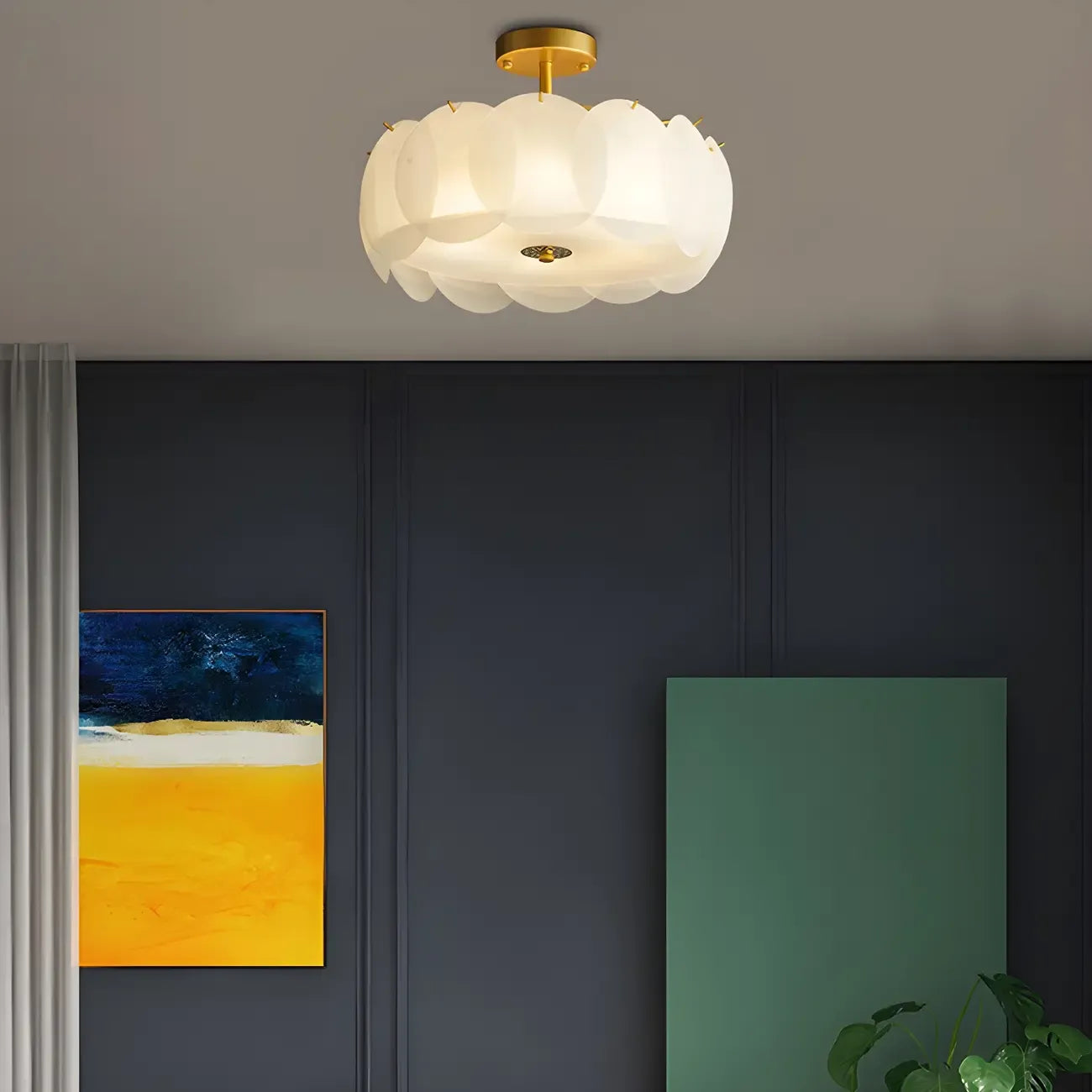 Plafonnier semi-encastré moderne à LED 4/5 lumières pour chambre à coucher