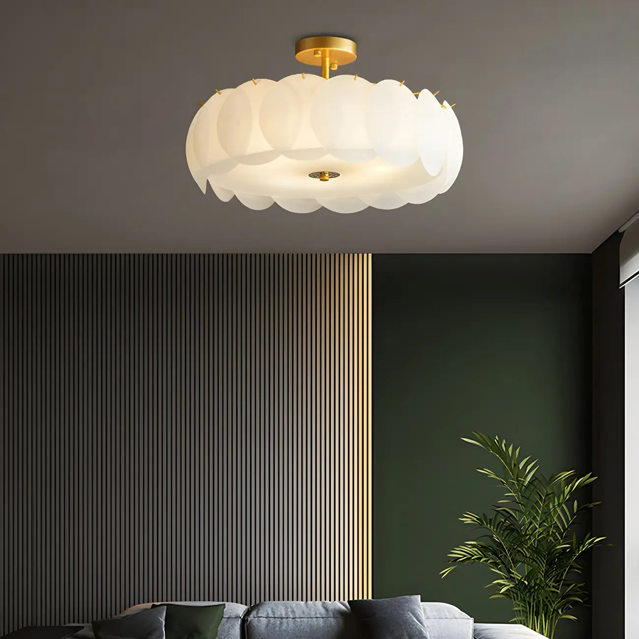 Plafonnier semi-encastré moderne à LED 4/5 lumières pour chambre à coucher