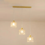 Lampada a sospensione da isola elegante, piccola, a 3 luci, in cristallo dorato per cucina