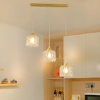 Lampada a sospensione da isola elegante, piccola, a 3 luci, in cristallo dorato per cucina