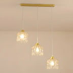 Lampada a sospensione da isola elegante, piccola, a 3 luci, in cristallo dorato per cucina