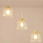 Lampada a sospensione da isola elegante, piccola, a 3 luci, in cristallo dorato per cucina