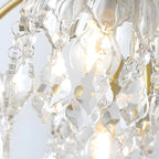 Lampada a sospensione da isola elegante, piccola, a 3 luci, in cristallo dorato per cucina