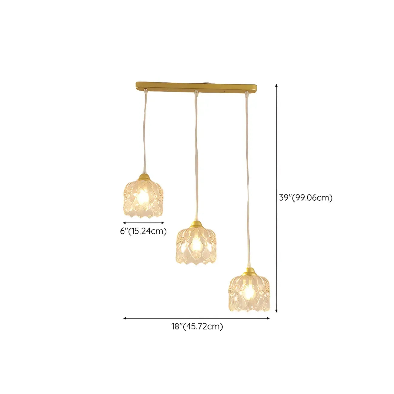 Lampada a sospensione da isola elegante, piccola, a 3 luci, in cristallo dorato per cucina
