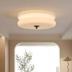 Plafonnier LED encastré rond moderne à double niveau en verre crème