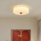 Plafonnier LED encastré rond moderne à double niveau en verre crème