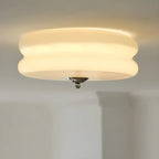 Plafonnier LED encastré rond moderne à double niveau en verre crème
