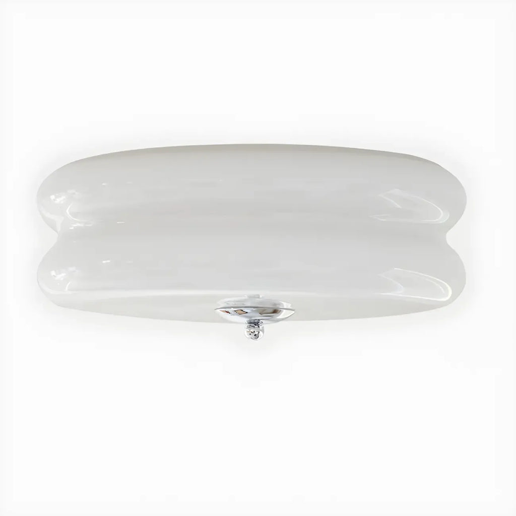 Plafonnier LED encastré rond moderne à double niveau en verre crème