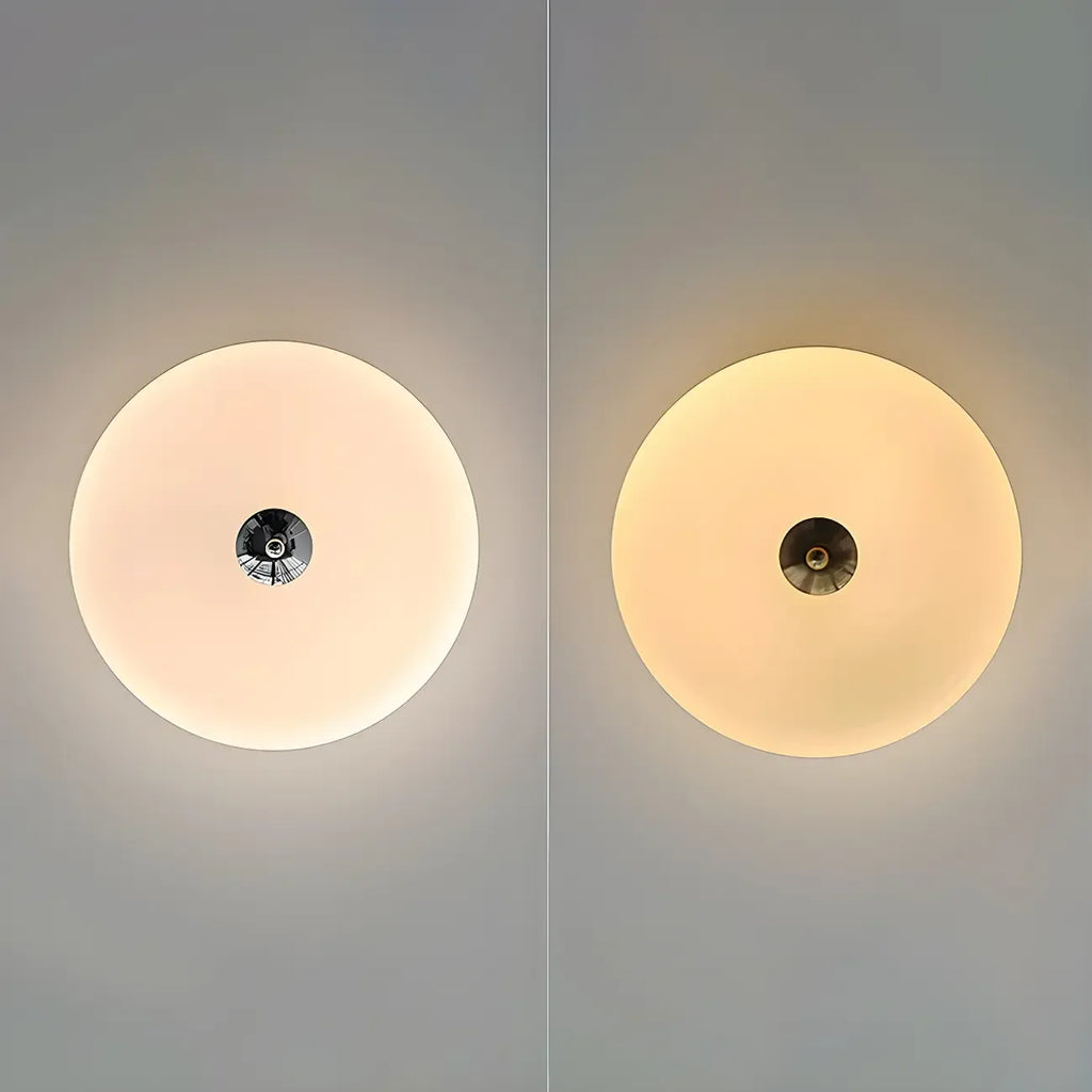 Plafonnier LED encastré rond moderne à double niveau en verre crème