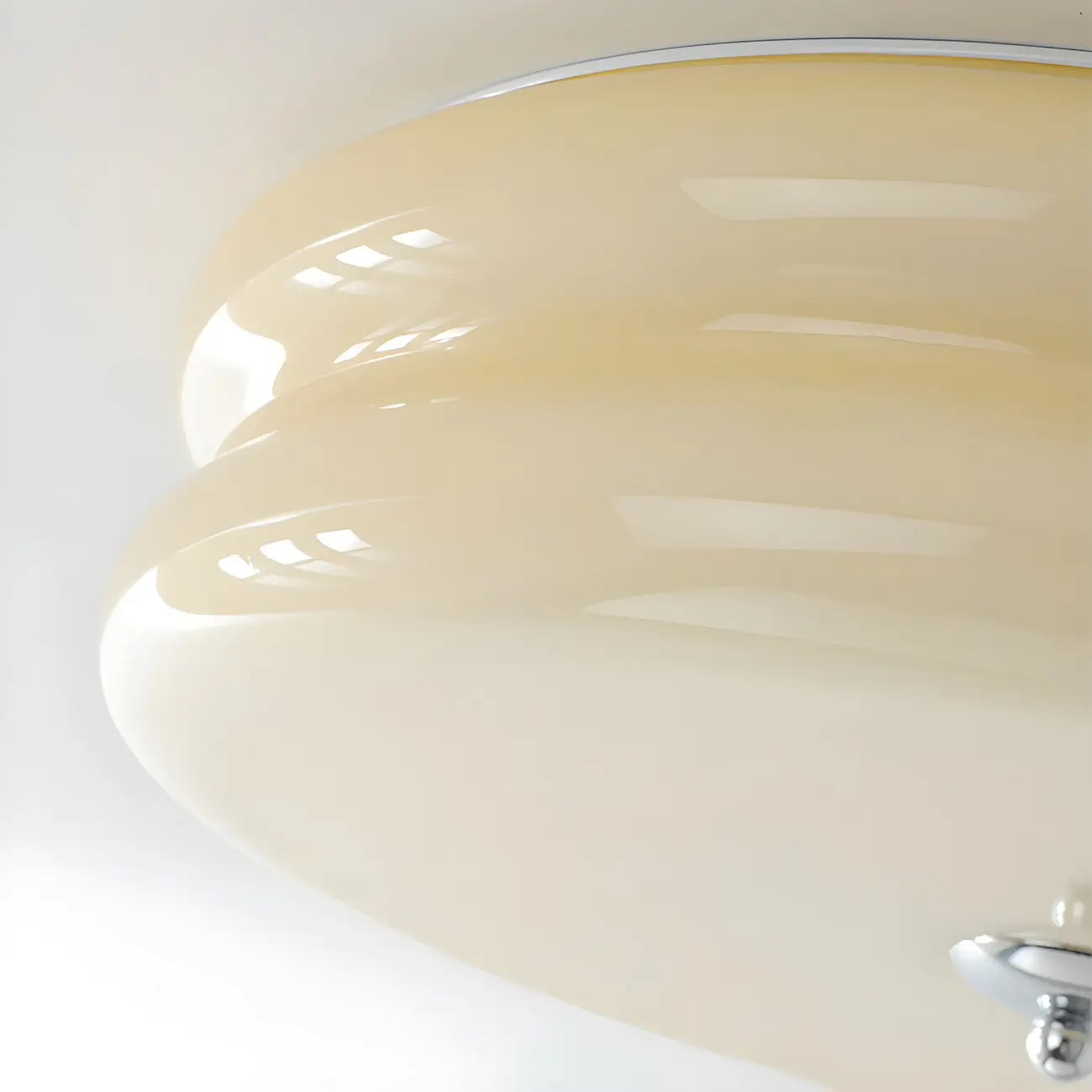 Plafonnier LED encastré rond moderne à double niveau en verre crème
