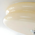 Plafonnier LED encastré rond moderne à double niveau en verre crème