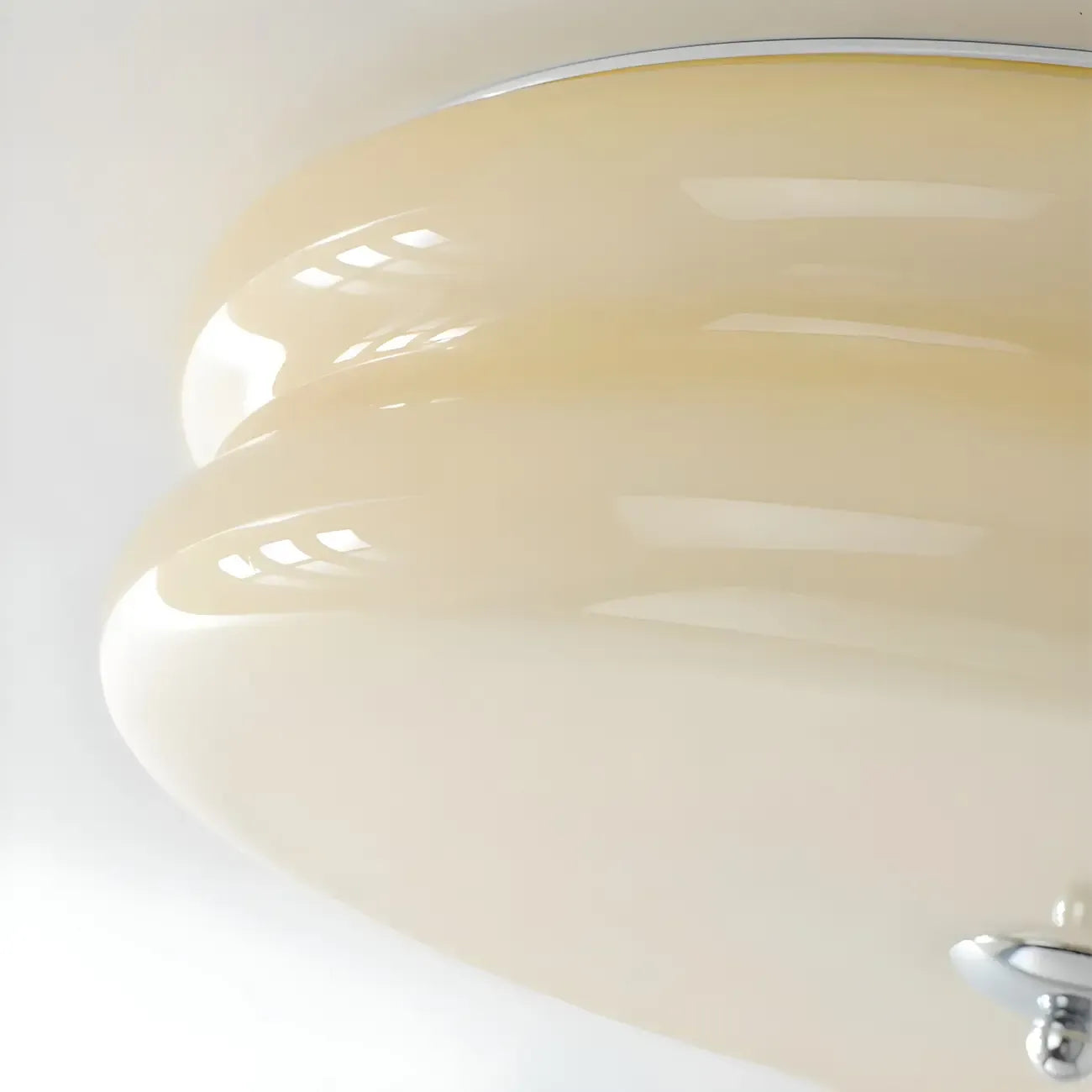 Plafonnier LED encastré rond moderne à double niveau en verre crème