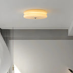 Plafonnier LED encastré rond moderne à double niveau en verre crème
