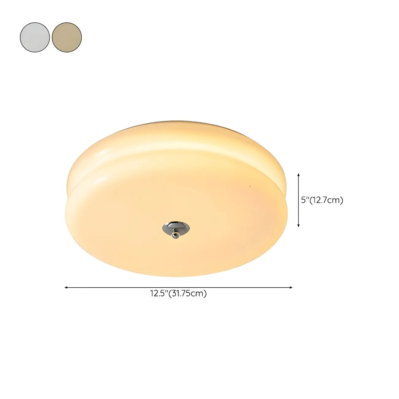 Plafonnier LED encastré rond moderne à double niveau en verre crème