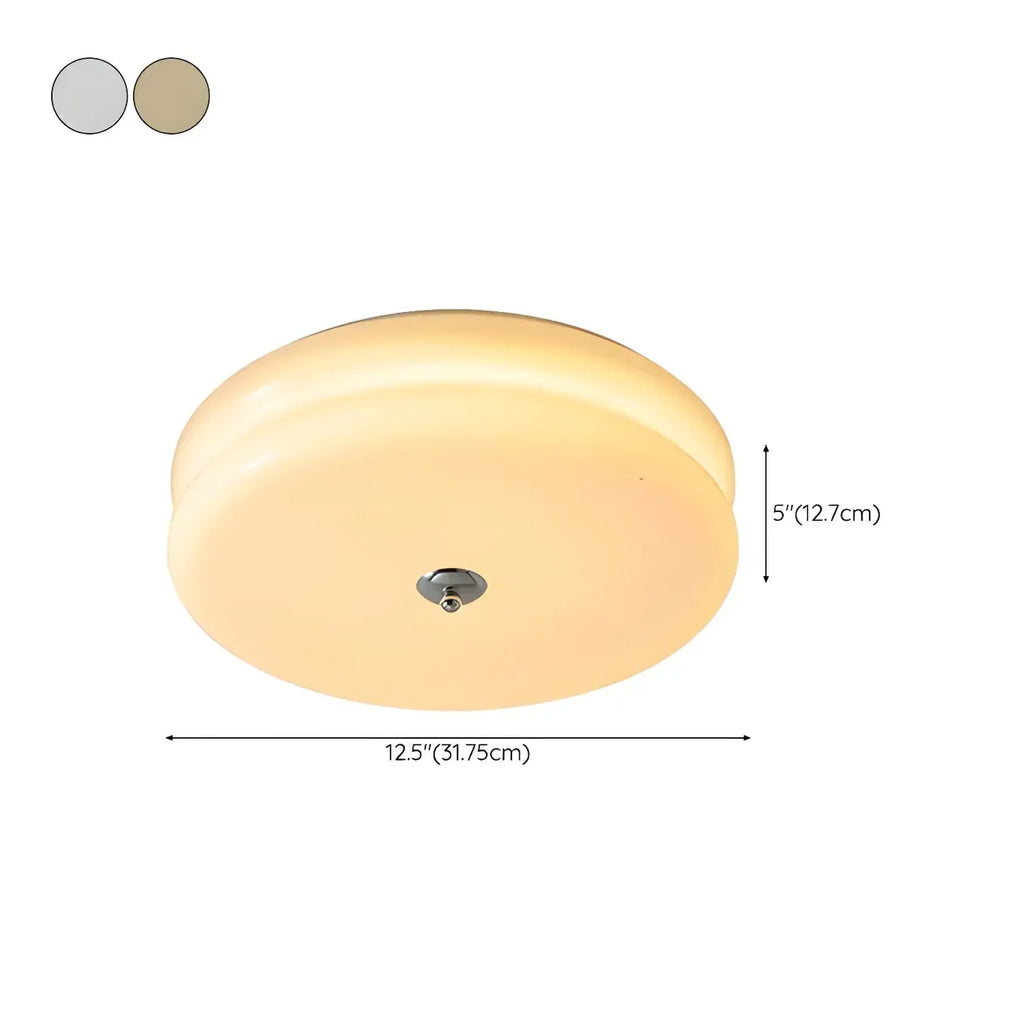 Plafonnier LED encastré rond moderne à double niveau en verre crème