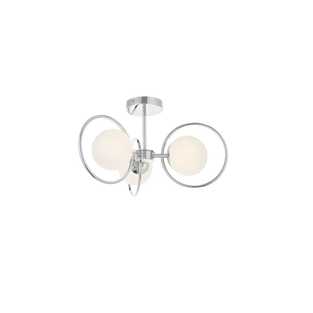 Plafonnier semi-encastré élégant en forme de sphère en verre blanc chromé et rond