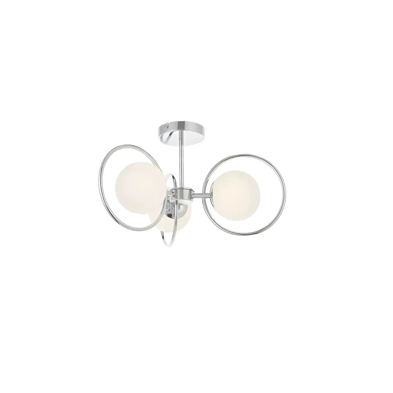 Plafonnier semi-encastré élégant en forme de sphère en verre blanc chromé et rond