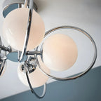 Plafonnier semi-encastré élégant en forme de sphère en verre blanc chromé et rond