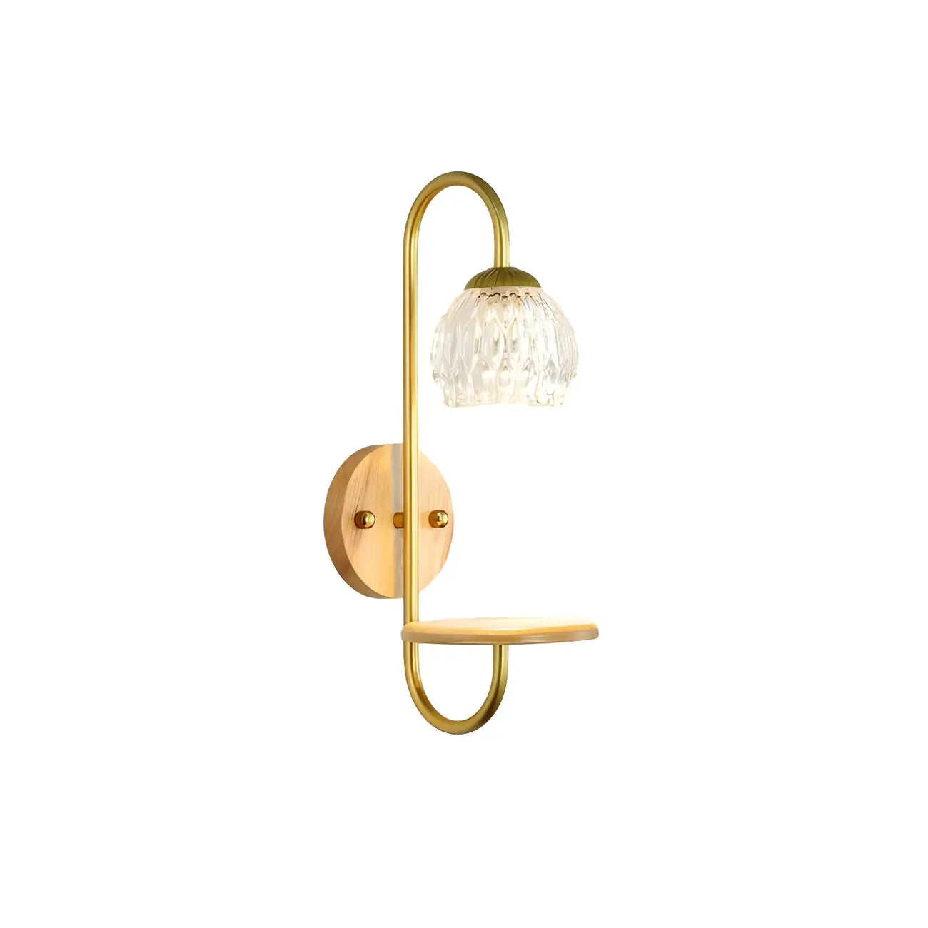 Applique murale moderne en verre avec étagère en bois pour la décoration de chambre