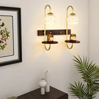 Applique murale moderne en verre avec étagère en bois pour la décoration de chambre