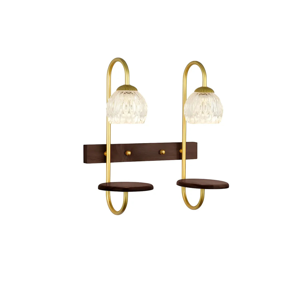 Applique murale moderne en verre avec étagère en bois pour la décoration de chambre