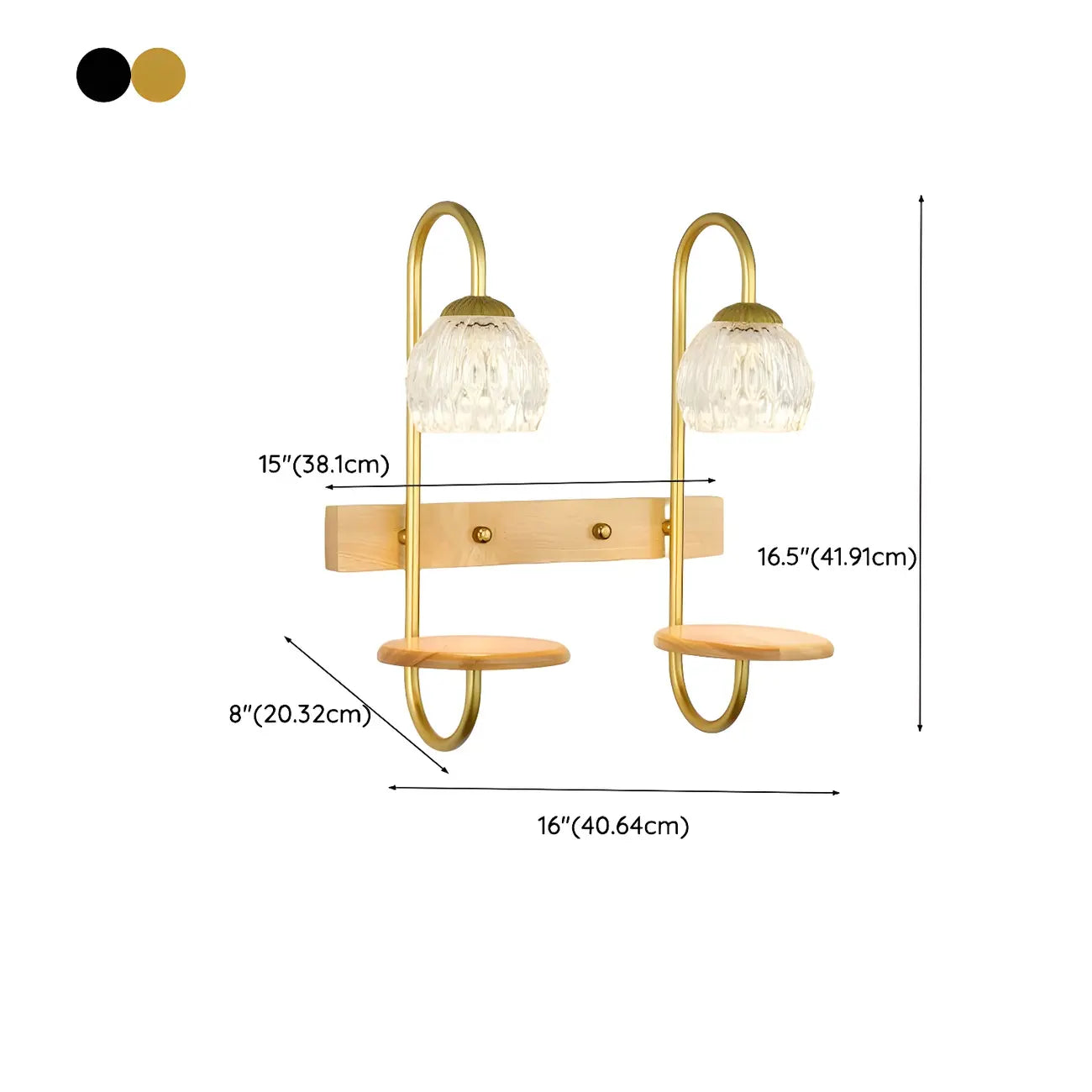 Applique murale moderne en verre avec étagère en bois pour la décoration de chambre
