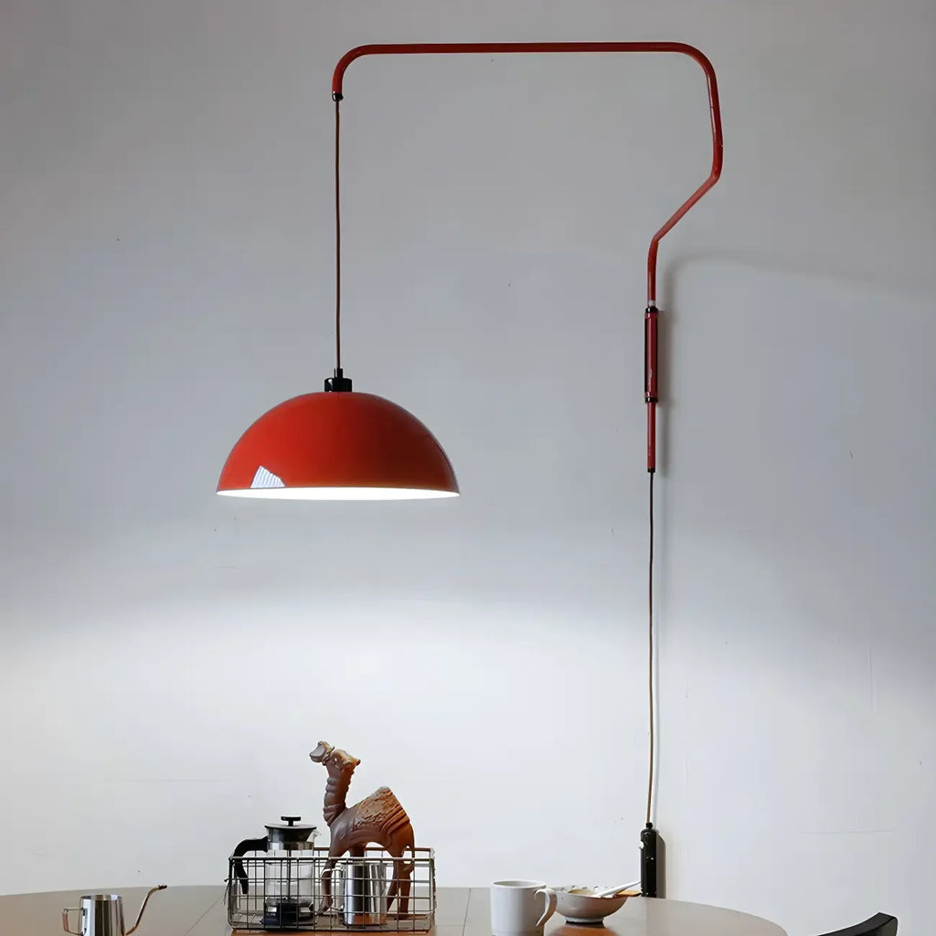 Applique murale géométrique rouge élégante à bras articulé pour salle à manger