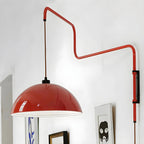 Applique murale géométrique rouge élégante à bras articulé pour salle à manger