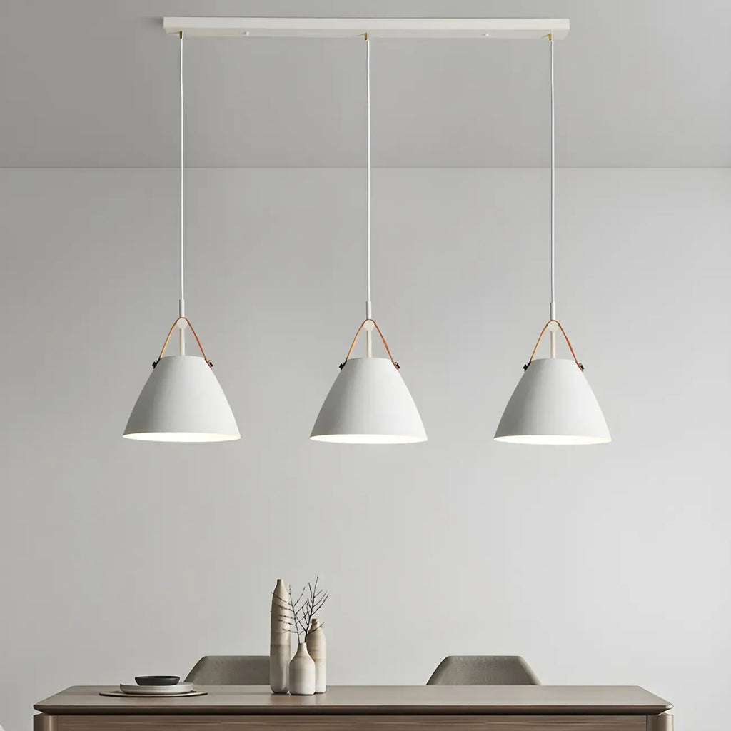 Suspension moderne à 3 lumières en métal blanc pour îlot de cuisine