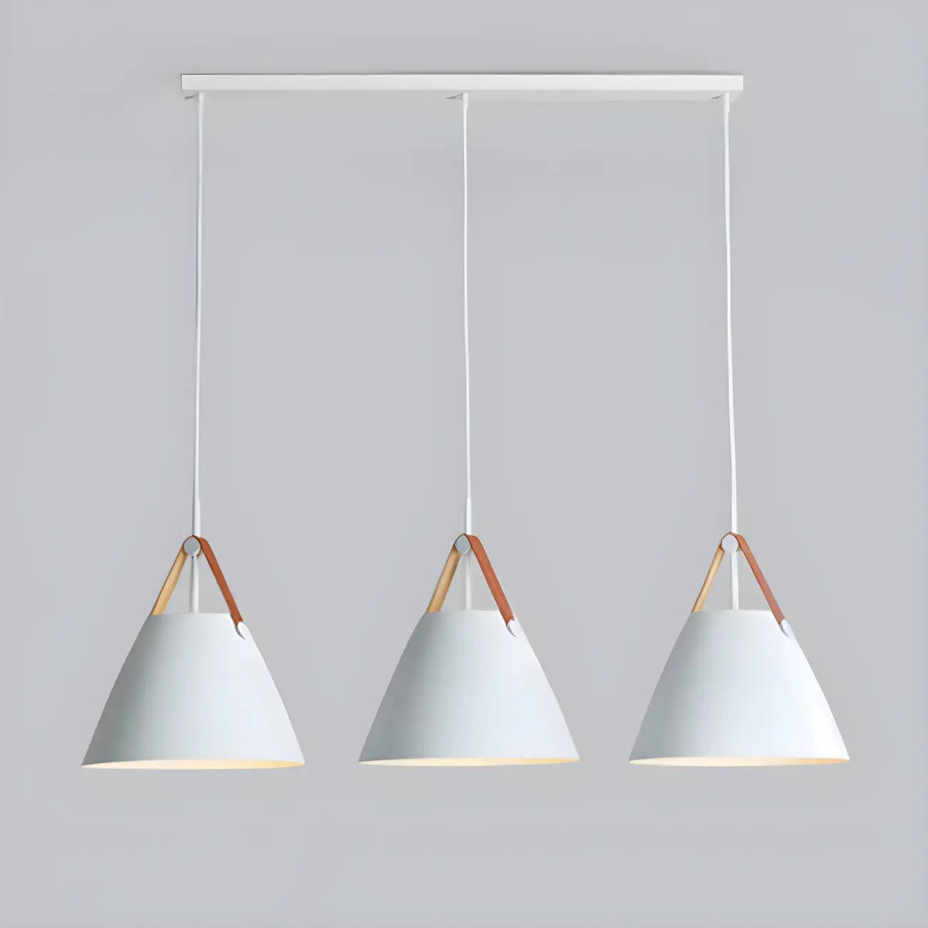 Suspension moderne à 3 lumières en métal blanc pour îlot de cuisine