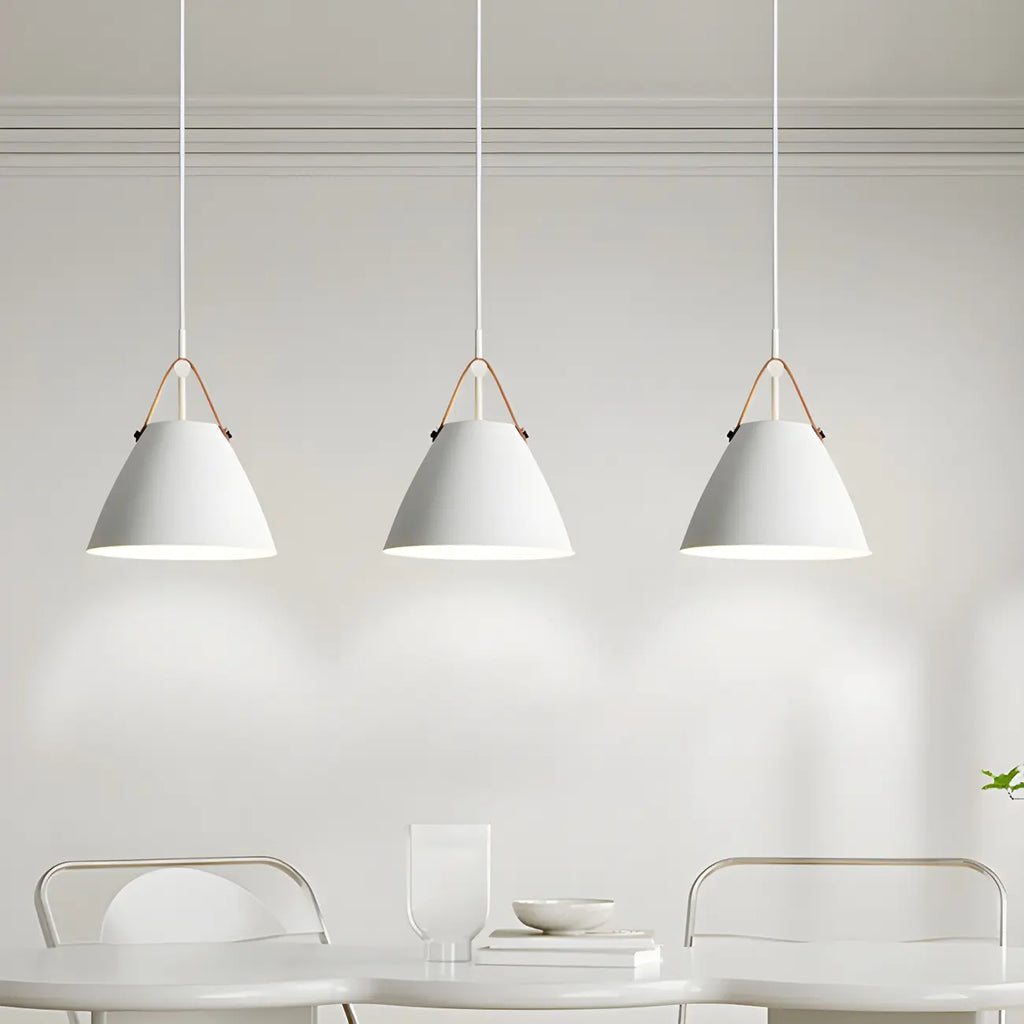 Suspension moderne à 3 lumières en métal blanc pour îlot de cuisine