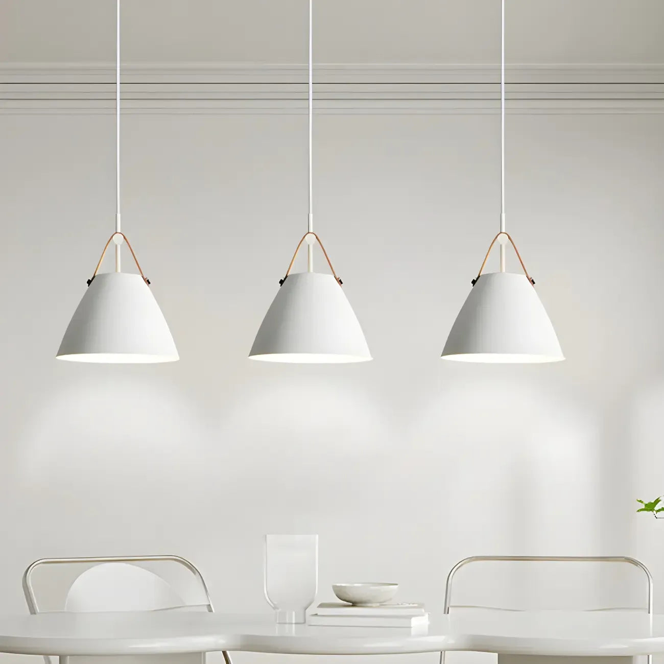 Suspension moderne à 3 lumières en métal blanc pour îlot de cuisine