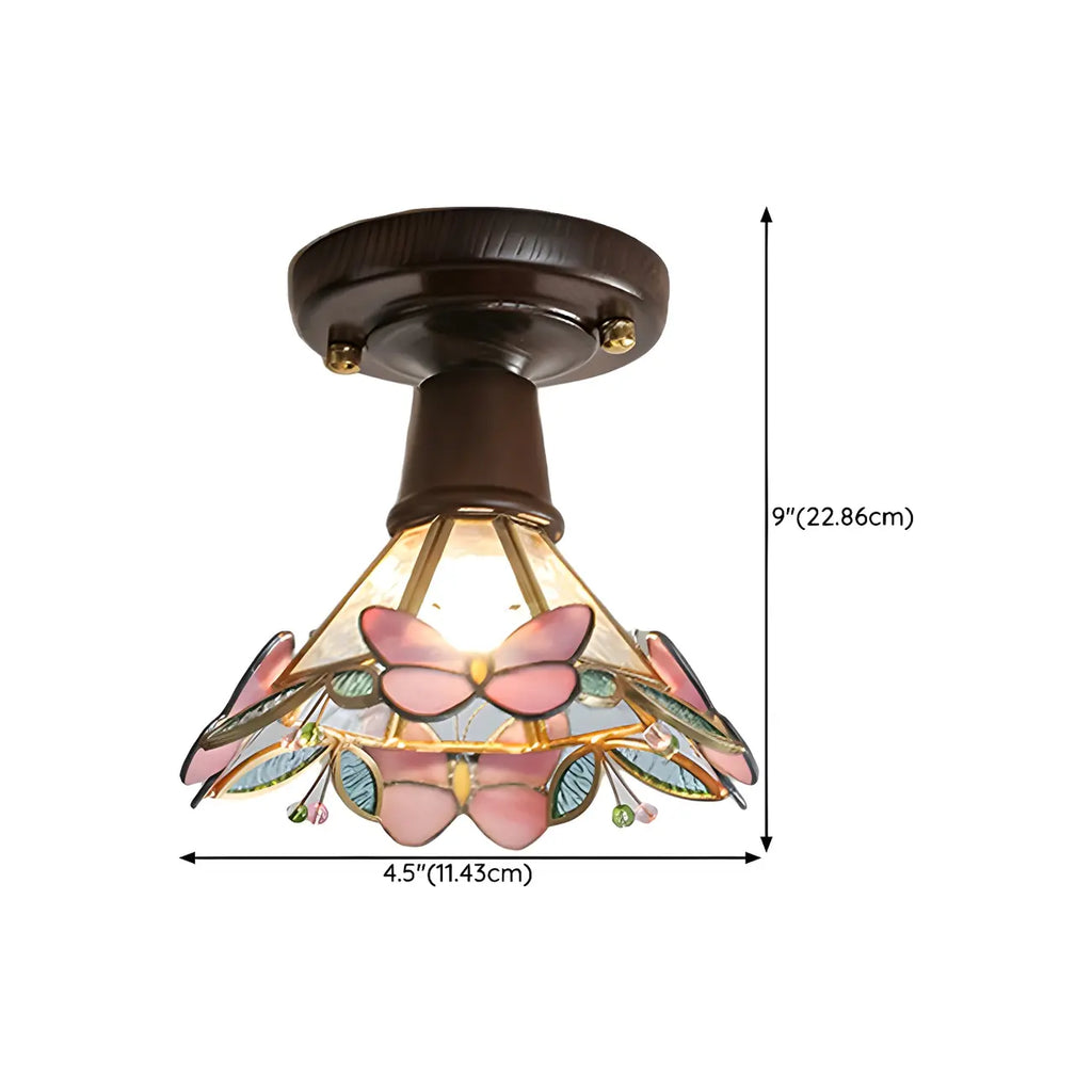 Plafonnier semi-encastré chic en verre et noyer pour la décoration d'un couloir