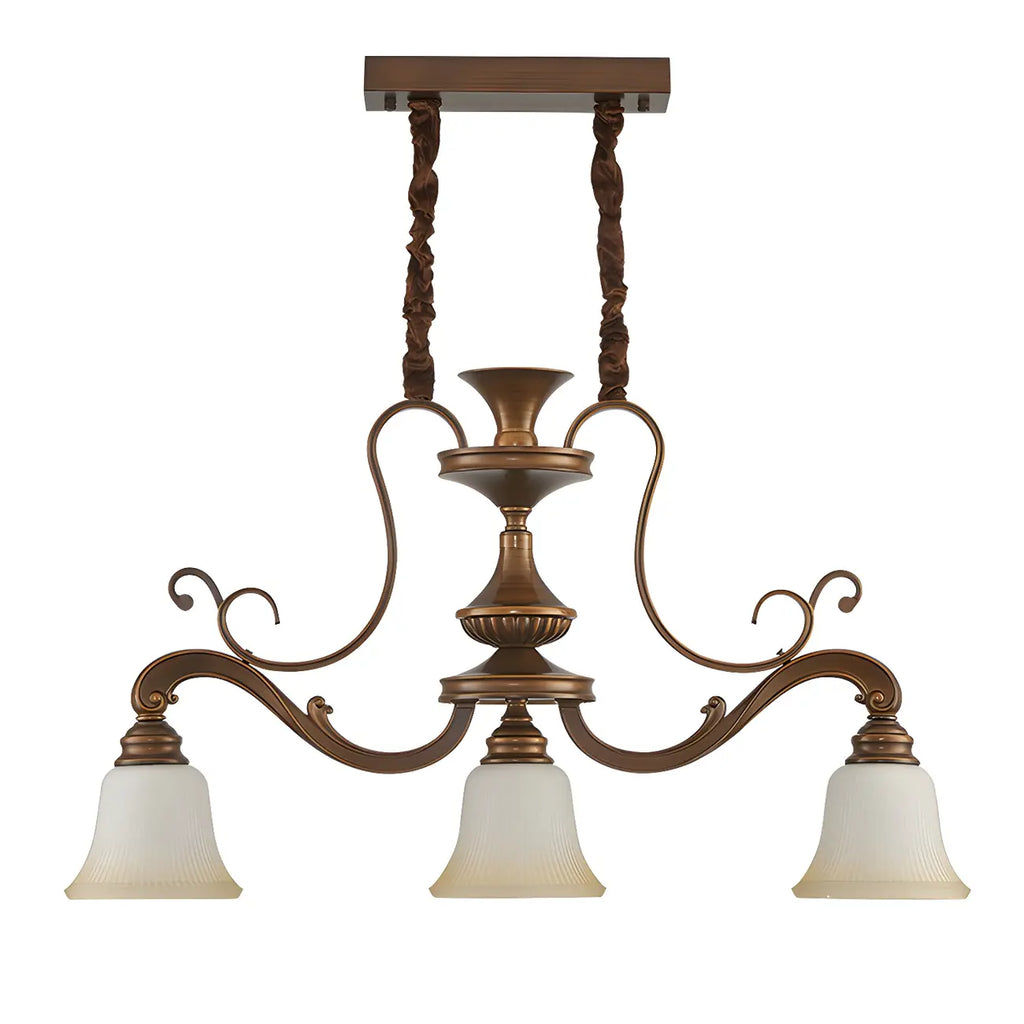 Suspension vintage en métal brun et verre dépoli pour îlot de cuisine
