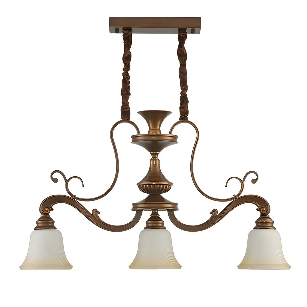 Suspension vintage en métal brun et verre dépoli pour îlot de cuisine