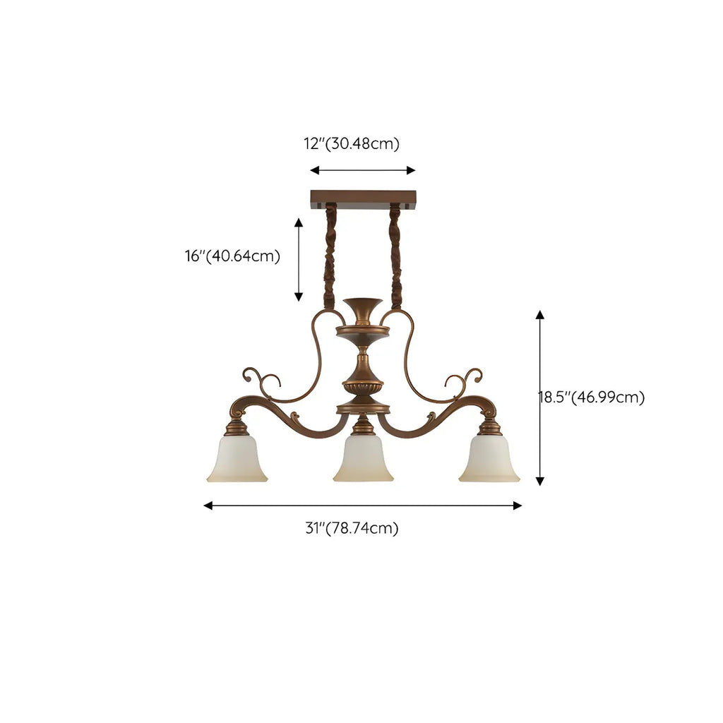 Suspension vintage en métal brun et verre dépoli pour îlot de cuisine