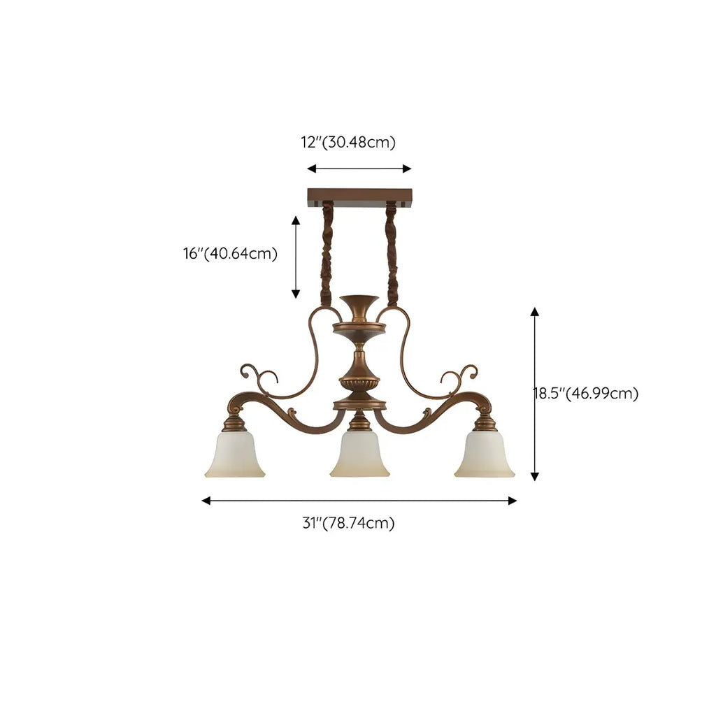 Suspension vintage en métal brun et verre dépoli pour îlot de cuisine