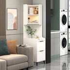 Armoire de rangement d'angle moderne en bois kaki avec éclairage intégré