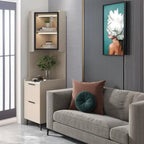 Armoire de rangement d'angle moderne en bois kaki avec éclairage intégré